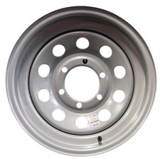 15 Inch 6 Lug Silver Mod Steel Trailer Wheel (QTY 1)