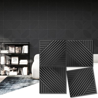 Art3d 33-Pack 3D Wall Panels for Interior Decor, 12''x12'', 33 Pack, Black 