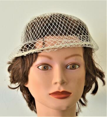 Vintage 40s White Net Women Hat Size 3/4