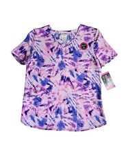 Scrubstar Women  s Pink Purple Tie-Dye Scrub Top Sz XL