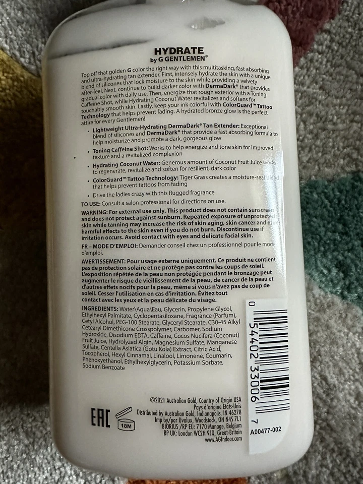 Loción extensora de bronceado ultra hidratante Australian Gold Hydrate by G Gentlemen Foto 4 de 4