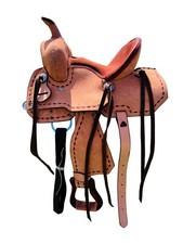 Pony Kids Barrel Horse Roughout Leather Saddle Suede Seat 8" 10" 12" 13" Brown