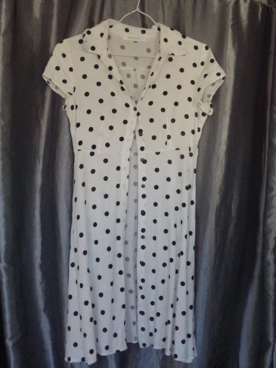 robe blanche pois noirs Promod t.38 h.85cm tb eBay