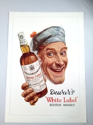Dewars White Label Scotch Whisky 1950 große Papierseite Zeitschrift Werbung