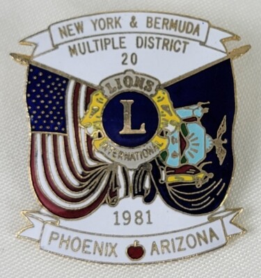 RARE 1981 Vtg Lions Club International Pin Phoenix AZ New York Dist 20 Enameled