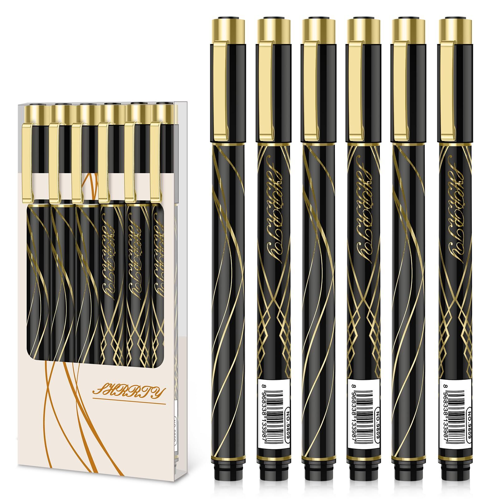 Pens Bulk 6-Pack Black Ink pens Quick Dry Ink Gel Pens Medium Point PensWater...-image