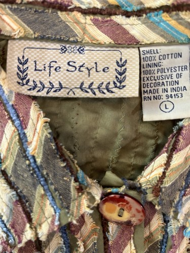 Life Style Blazer Jacket Lg. Earthy Tones Textured Cotton Boho Granola Girl - Picture 6 of 10