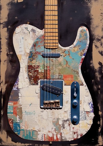 Electric Guitar Watercolour Painting Abstract Poster Wall Art Music Print - Picture 4 of 7