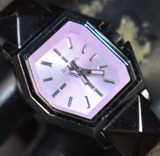 OROLOGIO DIESEL donna VIOLA VISO lusso DZ5220 cinturino pelle BATTERIA NUOVA!
