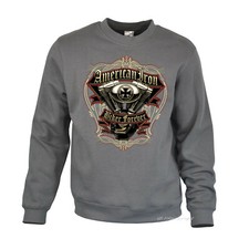 Motorrad Sweatshirt Biker Motto Slogan american Chopper Bikerstil *4292 grau