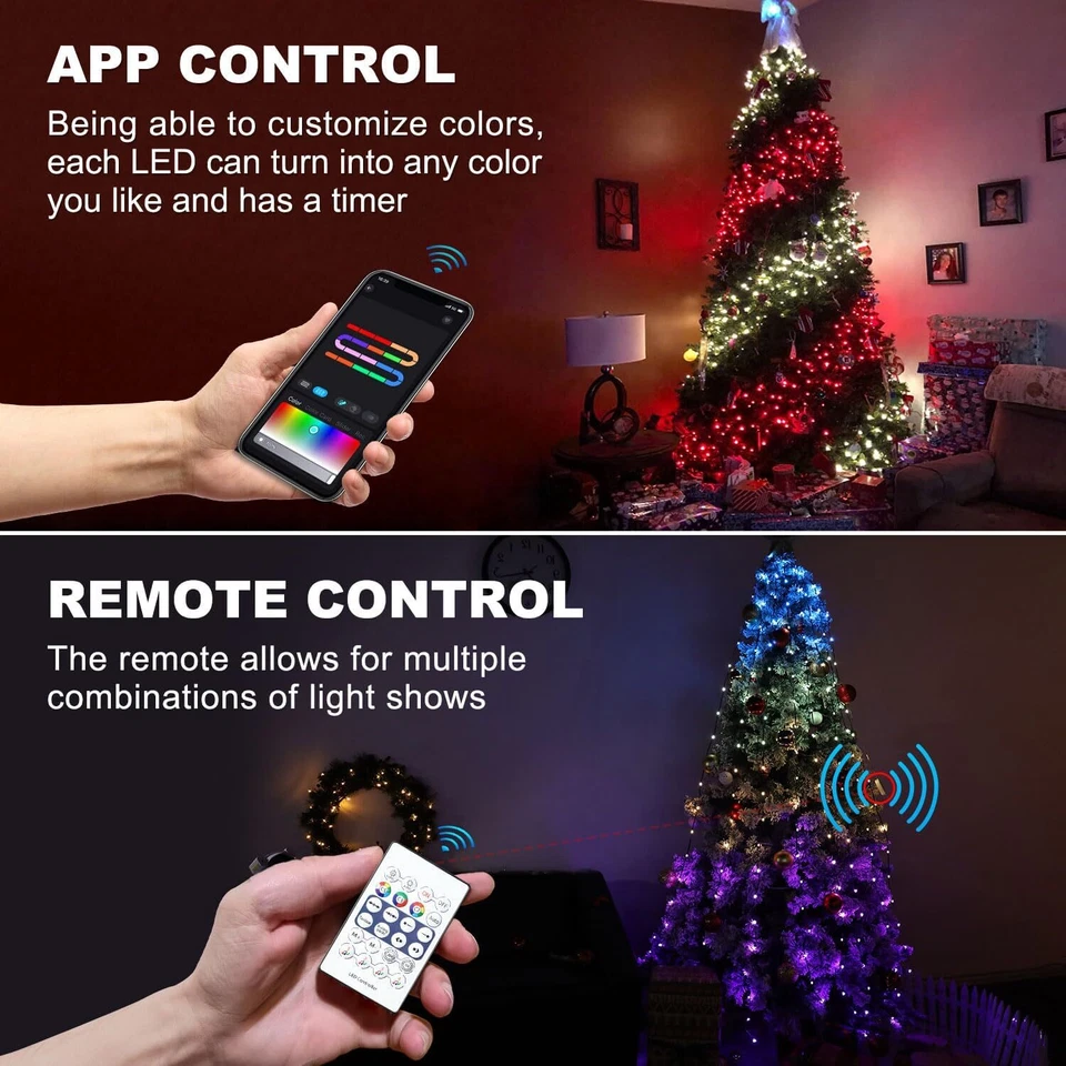 200LED Christmas Tree Light String Waterfall Waterproof Party Xmas Decor Remote - Image 3 of 4