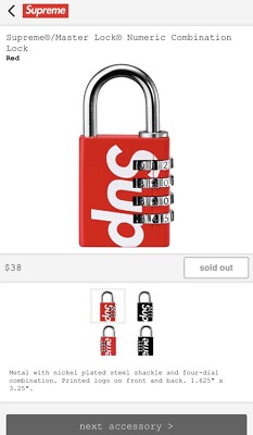 SUPREME SS19 MASTER LOCK NUMERIC COMBINATION LOCK RED | eBay