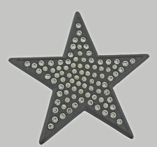 Star Belt Buckle New Men Women Black Metal White Rhinestones Bling Gift Cowgirl