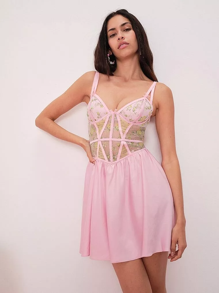 For Love And Lemons Camilia Tank Slip Dress Pink XS NEW