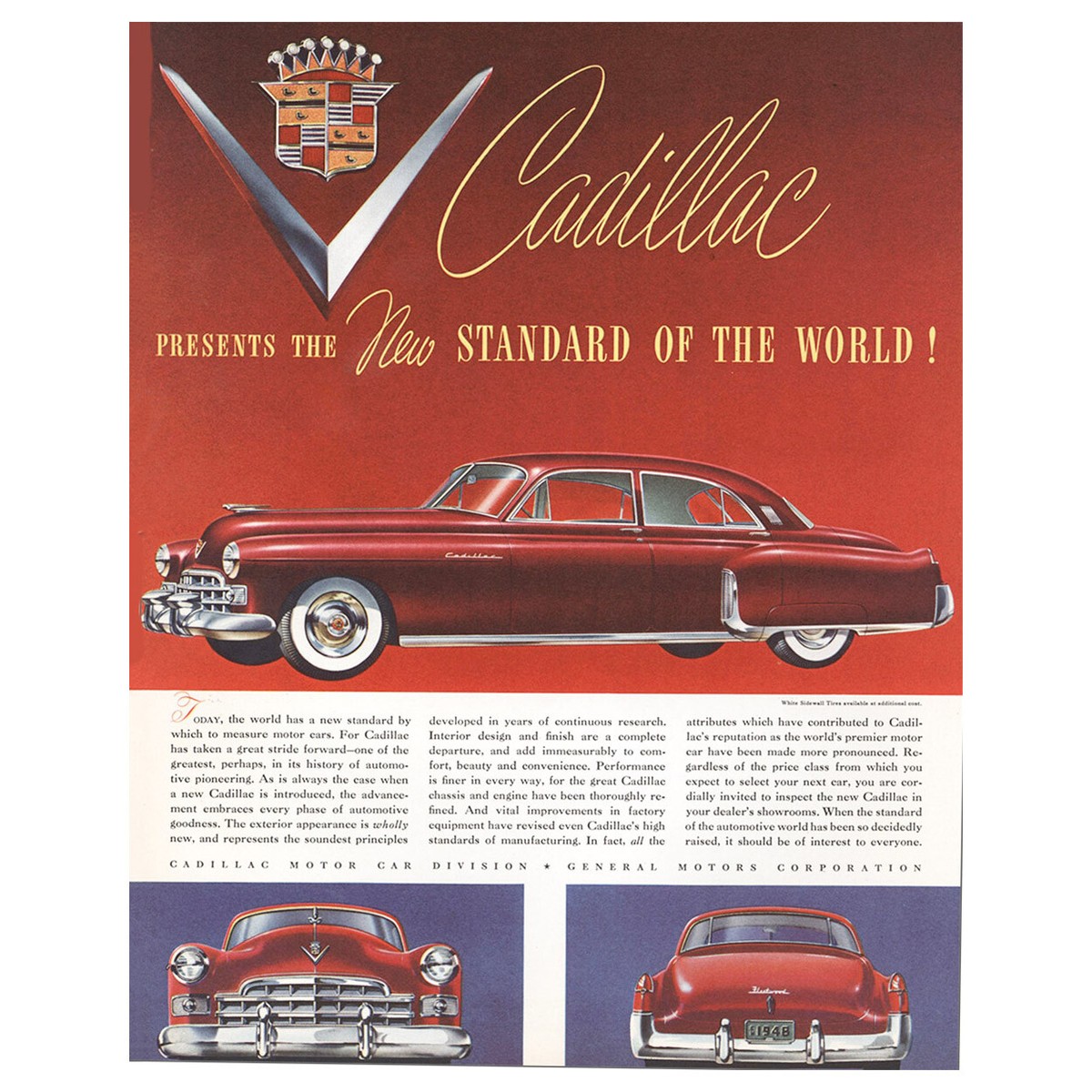 1948 Cadillac: New Standard of the World Vintage Print Ad | eBay