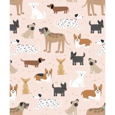Fabric Dogs All Kinds on Tan Flannel 1/4 Yd