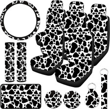Cow Print Car Seat Covers Full Set for Women Men Cow Print Car Accessories Set R