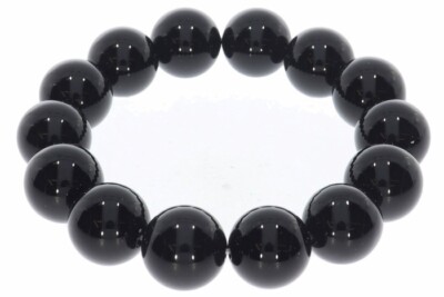  Obsidian schwarz 14mm Kugel Stretch Schmuck Armband 14S151 - individuelle Größe