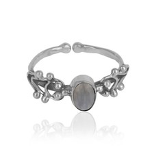 Designer Rainbow Moonstone Gemstone Oxidized 925 Silver Ring Jewelry