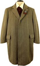 Vintage Varteks Mens Grey Herringbone Overcoat 42 Long Oversized Wool Coat