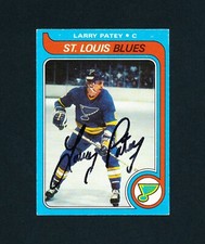 1979 TOPPS vintage HOCKEY 57 LARRY PATEY  blues AUTOGRAPH auto