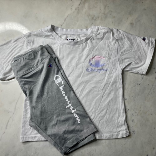 Girls Kids Champion 2 Piece Outfit (Shirt Size small; Shorts Size M)