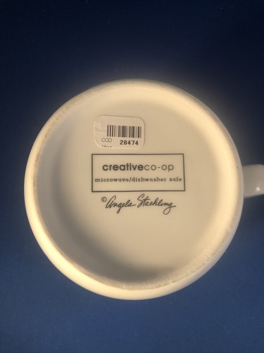 Taza de café blanca cooperativa creativa Angela Staehling con copos de nieve y ramo NUEVA - Imagen 5 de 6