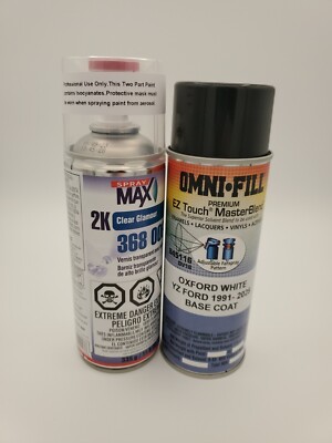 Toyota 040 Super White II Base Coat Spray Paint And 2k Clear Coat Spray