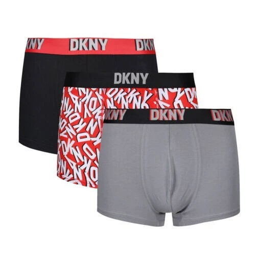 DKNY 3 Pack Mens Evansville Trunks Boxer Shorts Under Print DKNY Pattern  S-XL