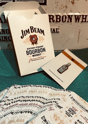 JIM BEAM BOURBON WHISKY DECK OF PLAYING CARDS SEALED & 1 BASIL HAYDEN LAPEL PIN!