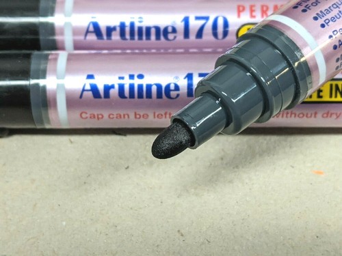 4 x Artline 170 Permanent Marker Xylene Free Bullet Tip 2mm Black EK-170 - Picture 2 of 5
