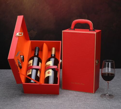 3 Piezas Set de Vino Caja Con Sumiller Weinkoffer Rojo para 2 Botellas - Imagen 2 de 2