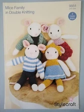 MOUSE FAMILY TOYS - 4 Designs (26 x 11cm) 8ply - STYLECRAFT Crochet Pattern 9664
