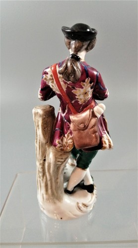 Antique French porcelain figurine "Flute player with cat" golden anchor mark - Picture 7 of 14