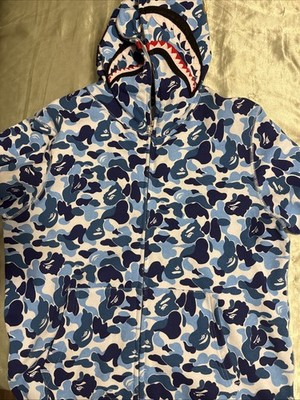 BAPE Double Shark full zip hoodie camo Blue A Bathing Ape Size
