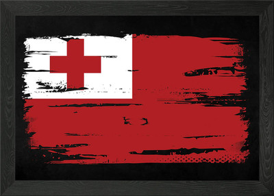 TONGA Flagge gerahmtes Wandbild Poster Leinwanddruck Bild