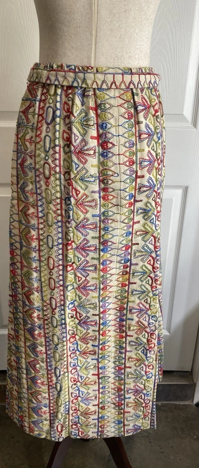 Винтажная женская юбка макси Neiman Marcus размер 10 мулитцвет яркий пояс богемное - Изображение 2 из 4