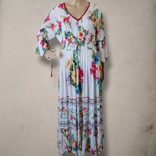 ME 2 Magic Tasseled Maxi Dress XL Bell Sleeve Floral Tiered