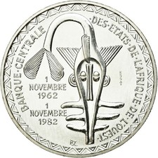 [#103581] Coin, West African States, 5000 Francs, 1982, MS, Silver, KM:E13
