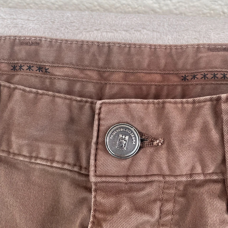 Pantalones Ermenegildo Zegna Hombre 32x33 Marrón Mármol Sarga Chino Diseñador 5 Bolsillos Foto 4 de 4