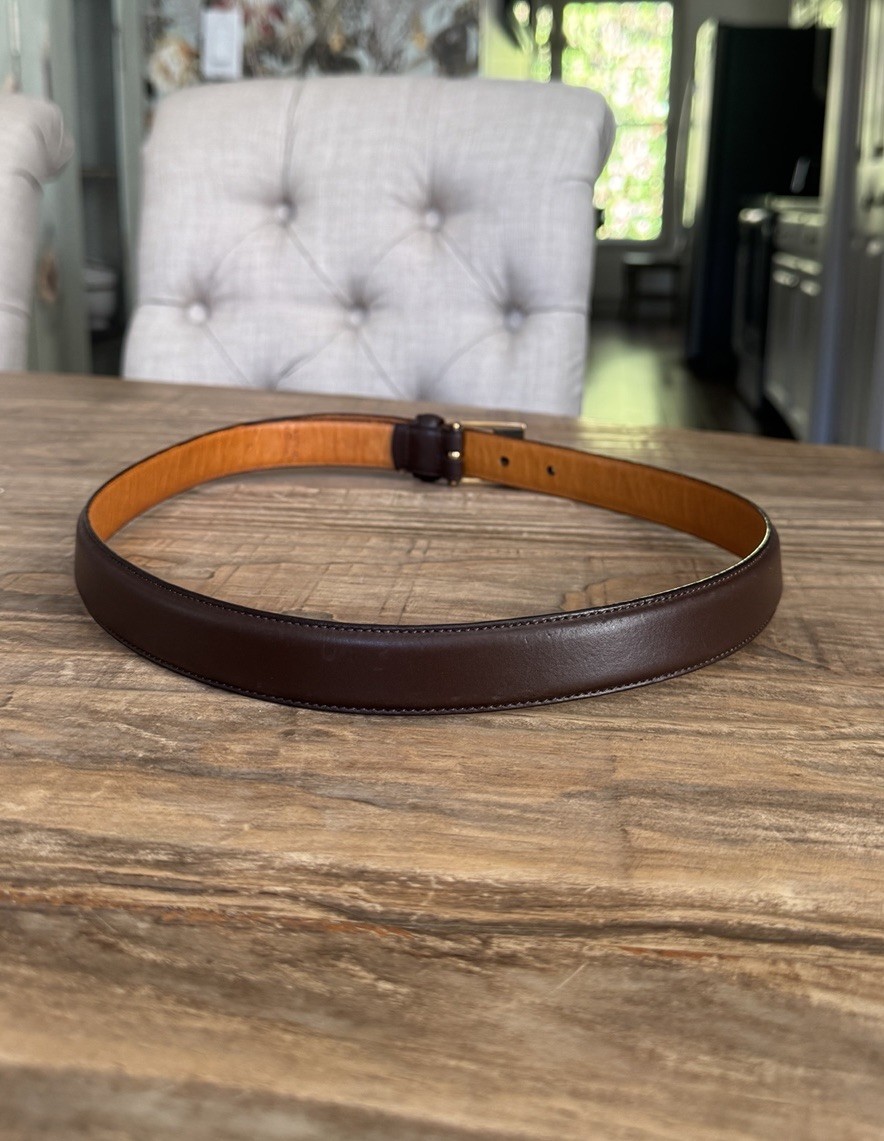 Vtg Lauren Ralph Lauren Brown Italian Leather Belt Brass Buckle L / 32" Womens thumbnail 3