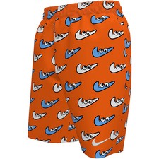 NWT Boy's Nike Youth Large Orange Swooshy Volley Swim Trunks 7"