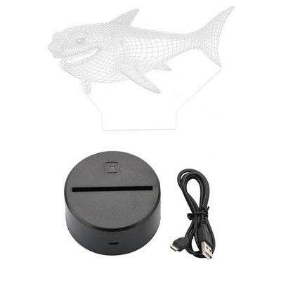 3D Shark 7 Color Changing Night Light Optical Illusion Mood Lamp Nursery Decor F