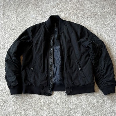 OROBOS Men's Black Bomber Jacket XL Regular Fit Full Zip Lined Band Collar