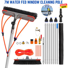 7M Water Fed Window Cleaning Pole Kit Telescopic Solar Panel Brush Equipment