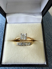 18ct Yellow Gold Hallmarked Princess Cut Diamond Ring Set Size O 1/2