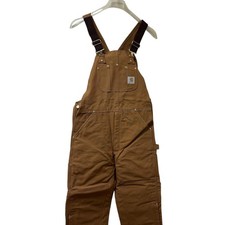 Vtg Carhartt Duck Zip to Knee Bib Overalls Quilt Lined R02 BRN 50 X 28 NEW NOS