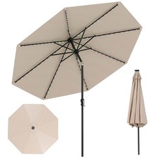 10 FT Solar Patio Umbrella w/96 Multi-colored LED Lights  9 Modes Vented Top