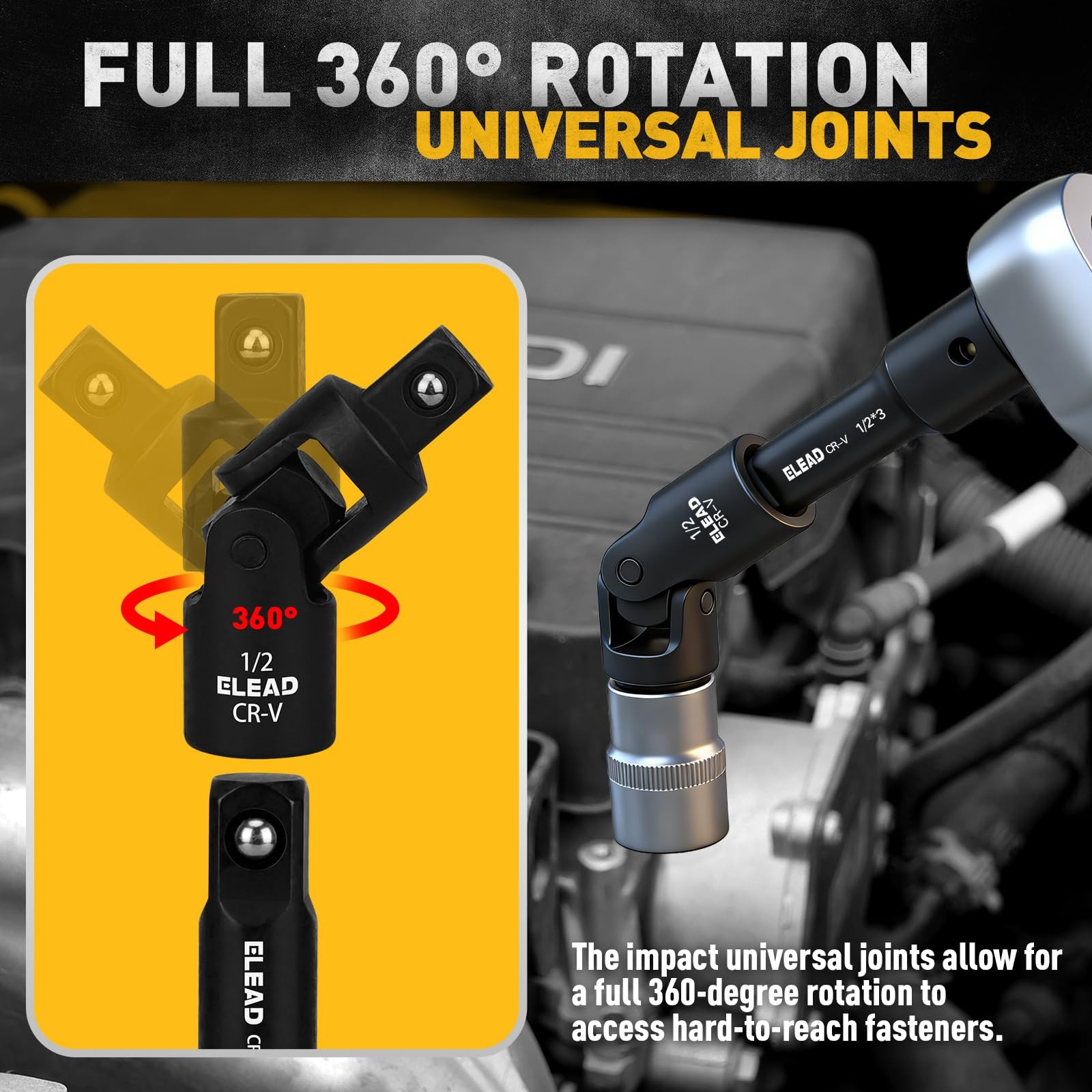 18-Pieces Impact Socket Extension Set: 1/4