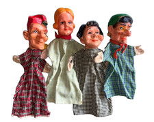 4x alte Handpuppen 1960er Jahre Kaspertheater Puppentheater Charakterkopf